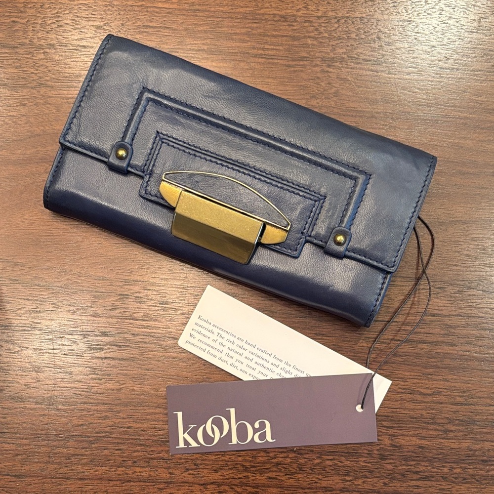 Kooba Blue Wallet with Gold Accent